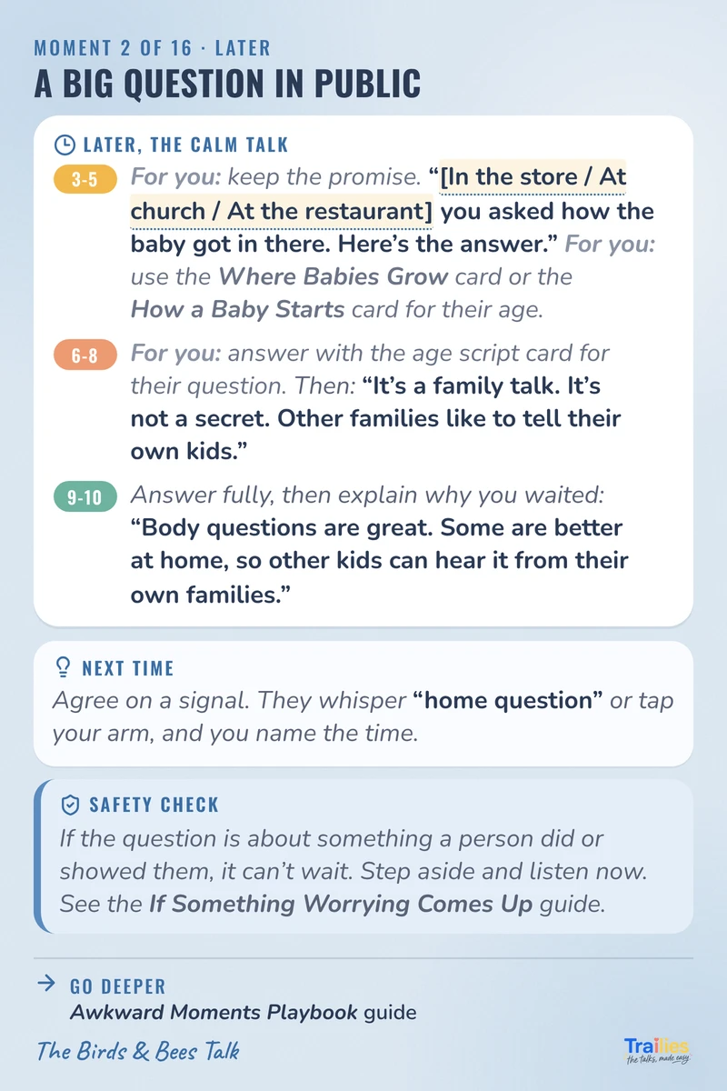 A Big Question in Public moment card, the calm talk for later