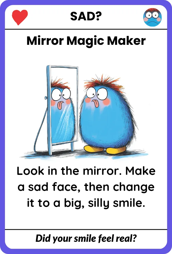 Mirror Magic Maker card, kid side (Sad?)