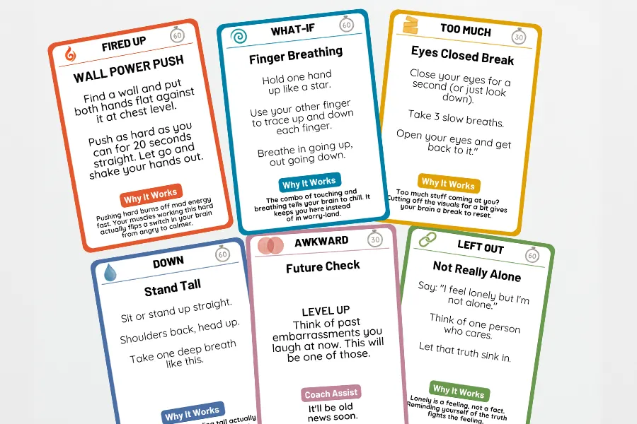 A preview of the Tween and Teen reset cards
