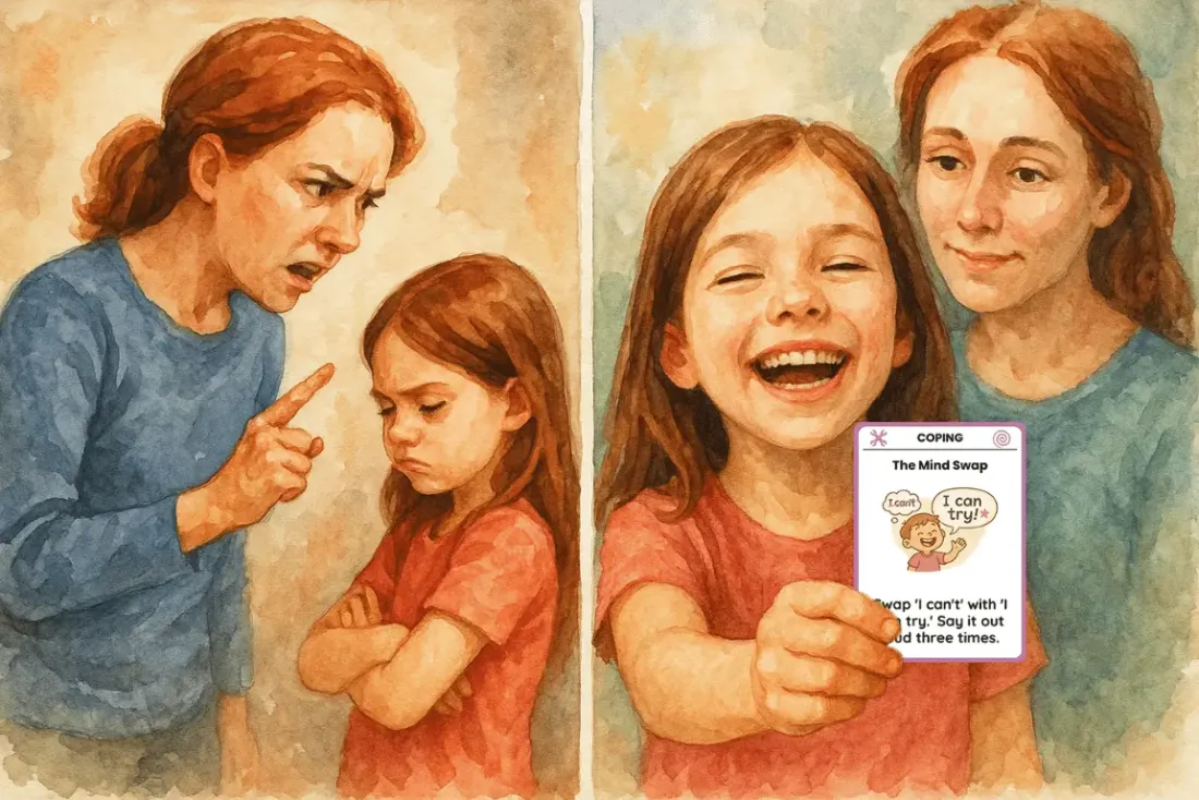 A child staying calm after a setback