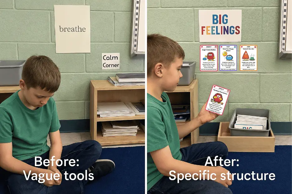 Teacher using Big Feelings Deck