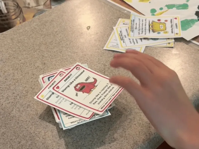 Printed card on table